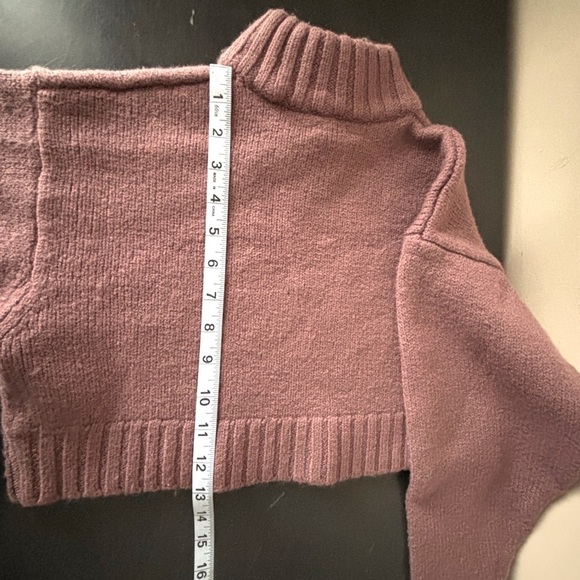 Aritzia Wilfred XS ‘Harper’ Merino Wool Cropped Mock Neck Thick Sweater Mauve - Picture 7 of 10